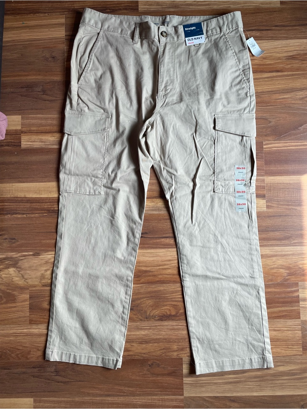 Old Navy Built-In Flex Straight Cargo Pants Men's 38x30 Khaki NWT